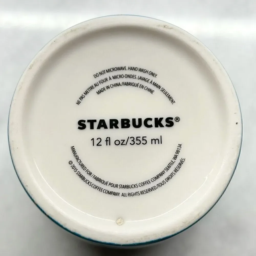 Rare Vintage Starbucks 2015 Florida Flamingos Dot Collection Ceramic Tumbler Blu